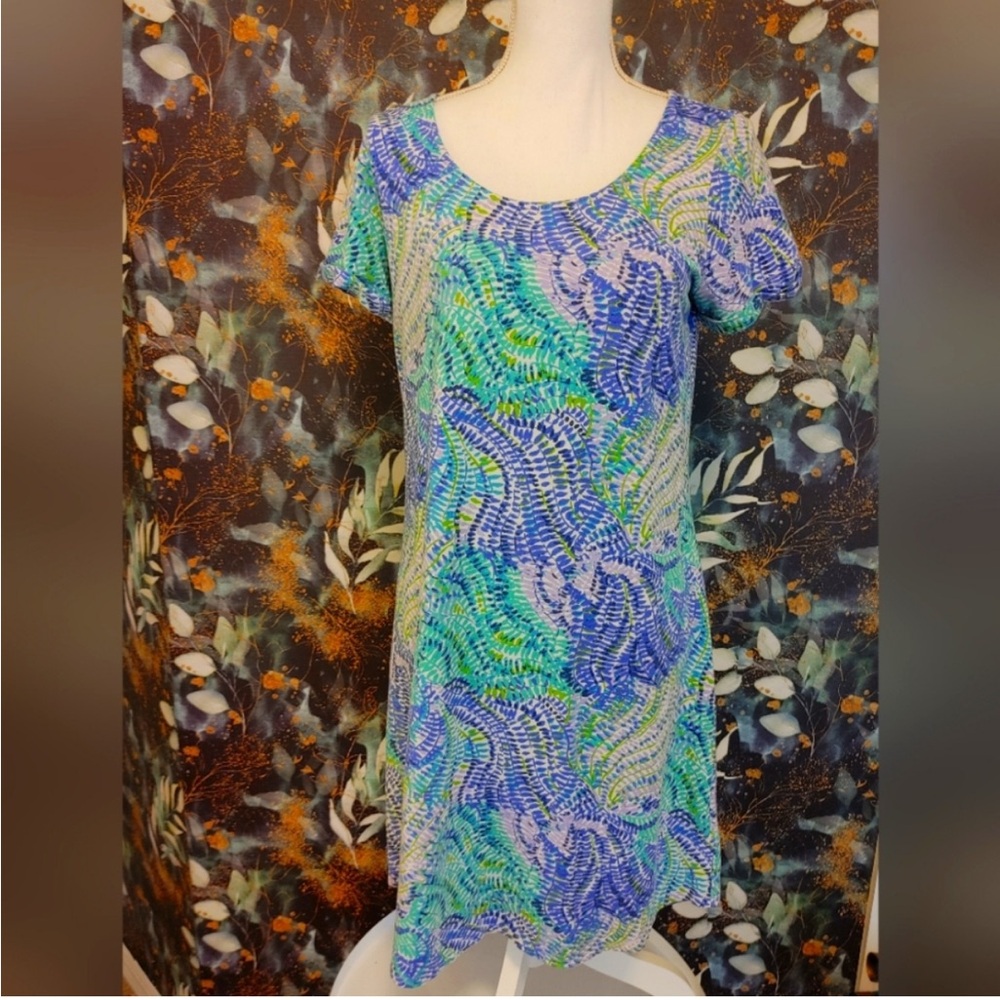 Blue and Green Patterned Women's Top